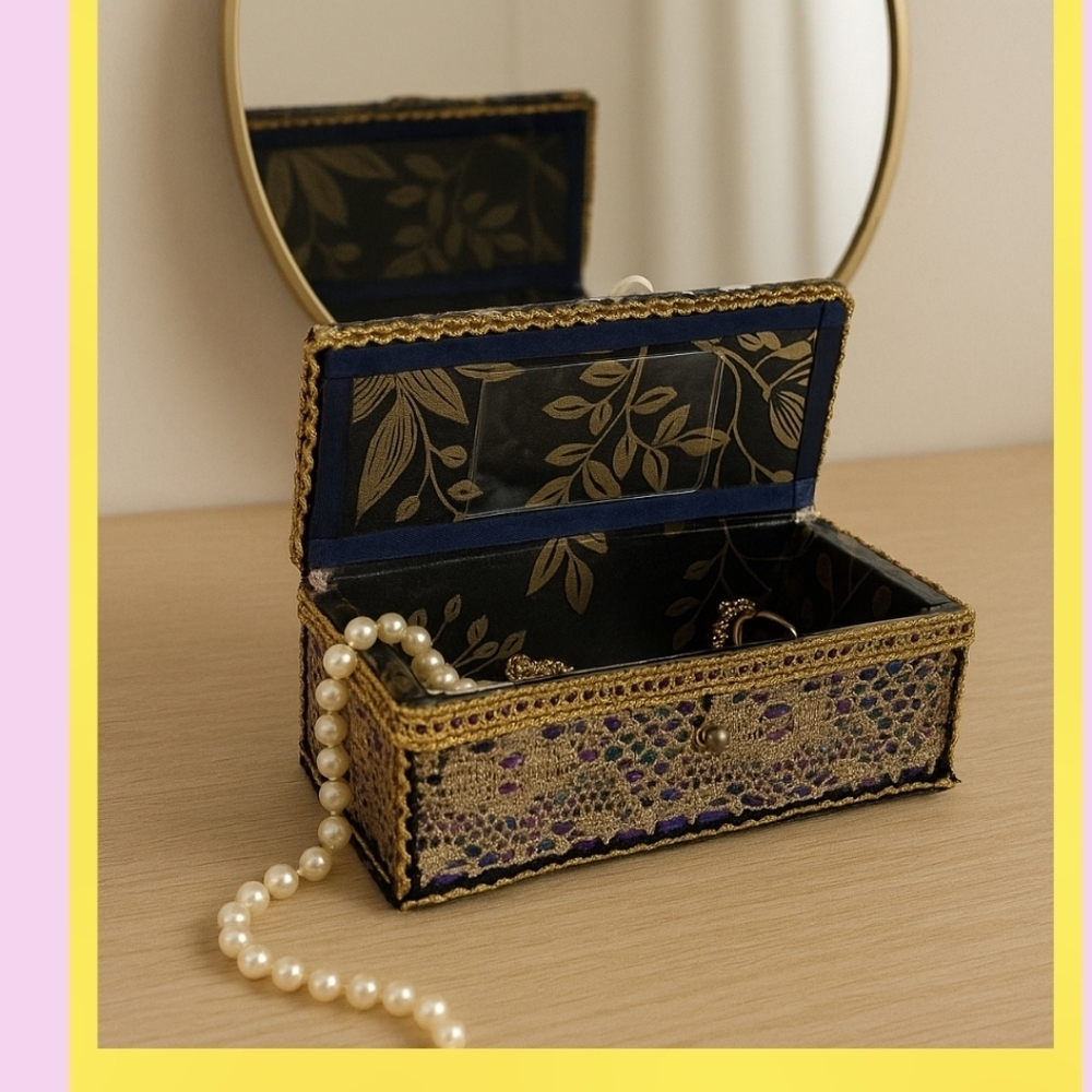 Elegant Gold and Blue Jewelry Box